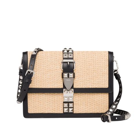 prada elektra straw shoulder bag|Prada.